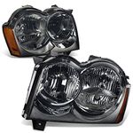 DNA Motoring HL-OH-057-SM-AM Smoke Lens Amber Headlights Replacement For 05-07 Grand Cherokee