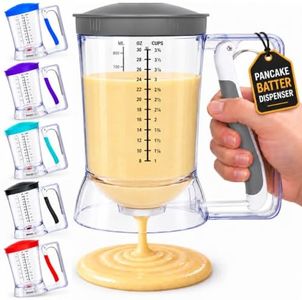 Eggssentials Pancake Dispenser – Easy Control Cake Mix Dispenser for Baking – Drip-Free Muffin & Cupcake Batter Dispenser with Handle – Great for Griddle Pancakes - Grey Color