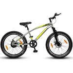 Vaux Blaze 24t Cycle for Boys & Girls with Disc Brakes, Single Speed MTB Cycle with Front Suspension, Alloy Rims,24x2.40inch Fat Tyre, Bicycle for Boys 10 to 15 Years & Ideal Height 4ft+ (Grey)