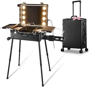 BYOOTIQUE Rolling Makeup Case with LED Lighted Mirror 24 Inch Professional