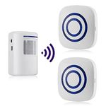 HommyFine Motion Sensor Alarm Detector, Wireless Visitor Door Entry Chime Alart with PIR Motion Sensor Detector and Plug-in Receiver for Business Home Office or Shop