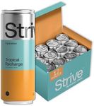 Strive Soda Tropical Recharge - Sparkling Hydration Soda with Electrolytes & Organic Honey - Passionfruit Coconut Naturally Sweetened Drink - No Artificial Sweeteners or Preservatives - 12 Pack Cans