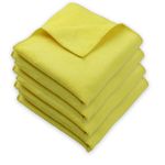 Robustt Microfiber Cloth (Yellow, Pack of 4) 40x40 cms - 350 GSM Thick Lint & Streak-Free Multipurpose Cloth - Automotive Microfibre Towel for Car Bike Cleaning Polishing Washing & Detailing