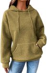 SHEWIN Oversized Sweatshirt for Women Loose fit Casual Long Sleeve Waffle Hoodies Pullover Sweatshirts Soft Trendy Fall Outfit for Women 2024,US 18-20(2XL),Army Green