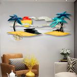 SNS Decor Tropical Beach Metal LED Wall Art Decorations | Modern Luxury Metal Wall Art Decor For Living Room, Drawing Room, Restaurant, Hotel & Office (Design-180 LED)