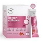 Wellbeing Nutrition Beauty Korean Marine Collagen | Type 1 & 3 Peptides, Hyaluronic Acid, Astaxanthin, Biotin, Vit C | Hydration, Elasticity, Hair Growth | Strawberry Watermelon 6 Sachets