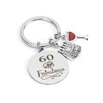 Hightopup Keyring 60th birthday gifts for women men Keychain Inspirational key ring 60th birthday gifts for Grandma Grandad mum dad birthday gifts happy birthday 60 and fabulous