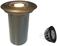 COLOER In-Ground Well Lights with Die-cast Brass Top, 12 Volt Low Voltage LED Outdoor Low Voltage Pathway Lights, 5W 2700K Warm White Outdoor Landscape Driveway Lighting(303B,1-Pack with Bulb)