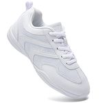 LANDHIKER Cheer Shoes for Women Cheerleading Shoes Girls Youth White Competition Cheerleading Gear Dance Shoes Sports Shoes Tennis Training Athletic Shoes Flats Breathable Kids Cheer Sneakers, Womens
