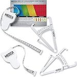 Body Tape Measure and Skinfold Caliper for Body Set - (Pack of 2) - Skin Fold Body Fat Analyzer and BMI Measurement Tool, White by MEDca