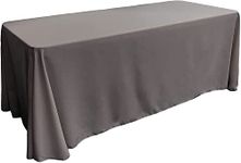 LA Linen Polyester Poplin Rectangular Tablecloth, 90 by 132-Inch, Charcoal