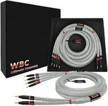 WORLDS BEST CABLES 10 Foot Ultimate - 9 AWG - Ultra-Pure OFC - Premium Audiophile HiFi Bi-Wire Speaker Cable Pair with Eminence Gold Banana Plugs & Silver Tweed Jacket