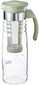 HARIO HCC-12-SG Cold Brew Tea Pot with Basket Net, Practical Capacity, 47.2 fl oz (1,200 ml), Smoky Green, Heat-Resistant Glass, Hot Water, Dishwasher Safe, Cold Water Bottle, Made in Japan