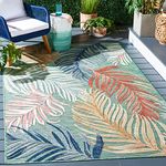 SAFAVIEH Cabana Collection Area Rug - 5'1" x 7'6", Green & Rust, Tropical Design, Non-Shedding & Easy Care, Indoor/Outdoor & Washable-Ideal for Patio, Backyard, Mudroom (CBN445Y)