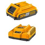 INGCO 20V Battery & Charger Set, Battery and 4A Fast Intelligent Charger, Compatible with All INGCO 20V Power Tools