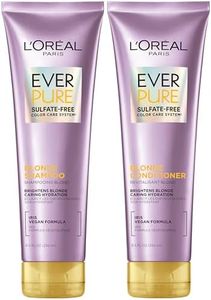 L'Oreal Paris Blonde Sulfate Free Shampoo and Conditioner for Color-Treated Hair, Neutralizes Brass + Balances, EverPure, 8.5 Fl Oz, Set of 2