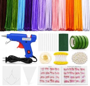 800Pcs Pipe Cleaner Flower Kit with Hot Glue Gun & Easy Instruction