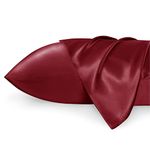 Bedsure Satin Pillow Cases 2 Pack Queen - Winery Satin Pillowcase for Hair and Skin - Similar to Silk Pillow Cases with Envelope Closure