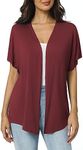 Urban CoCo Women's Lightweight Short Sleeve Kimono Cardigan Casual Cover Ups, Wine Red