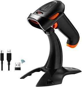 Tera 2D Bluetooth Wireless QR Barcode Scanner with Stand 3 in1 Bluetooth 2.4GHz Wireless and USB Wired Handheld Barcode Reader Image QR Bar Code Reader with Stand, HW0001,Orange