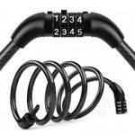 Flexzion Bicycle Lock Cable - 4 Feet, 5/16 Inch (8mm) Diameter Steel Bike Lock Cable, Compact & Easy to Use, with Pre-Set 4 Digit Bike Lock Combination - Security for Bicycles, Scooters, & Gates