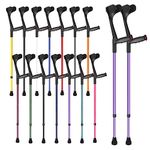 Ossenberg Soft Grip Open Cuff Crutches - Purple - Pair | Height Adjustable Elbow Walking Crutches for Men Women Adults Arthritic Mobility Comfy Handle Forearm Ergonomic Injury Recovery Rehab