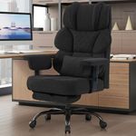 Vonesse Big and Tall Office Chair, Ergonomic Computer Chair with Soft Adjustable Armrests, Gaming Chair with Breathable Linen Design, Executive Chairs with Footrest (Fabric,Classic Black)