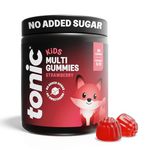 Tonic Health Kids Vitamins Gummies - 14 in 1 Kids Multivitamin with Vitamins A, C, D, E and Zinc, Strawberry Flavour, Month Supply (60 Count), Ages 3-12, No Added Sugar, No Sweeteners, Vegan