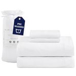 Queen Bed Sheets Set White - Oxygen-Washed Ultra-Soft Microfiber Sheets - Double Brushed, Deep Pockets - Includes Bedding Sheets & Pillowcases (Queen Size)