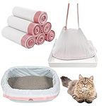 SAHENITEANA 60pcs Cat Litter Box Liners, Thickened Disposable Cat Litter Box Cat Litter Bag With Drawstring, Durable, Easy Clean, for Litter Box Pets Cats (91 * 45cm)