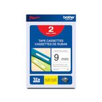 Brother Genuine TZe2212PK Black on White Laminated Tape, 2-Pack for P-Touch Label Makers, 9 mm Wide x 8 m Long