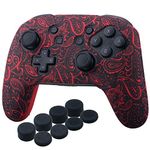 YoRHa Studded Transfer Pringt Silicone Cover Skin Case Only for OFFICIAL Switch Pro Controller x 1(Graffiti) With Pro Thumb Grips x 8