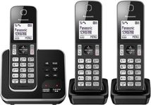 Panasonic KX-TGD323 Cordless Home Phone with Nuisance Call Blocker and Digital Answering Machine - Black & Silver (Pack of 3)