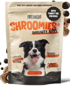Shroomies - Organic Mushroom Complex for Dogs - Turkey Tail, Lions Mane - DHA, EPA, Turmeric and Kelp - 180 Soft Chews - Immunity, Cognitive Support and Joint Health
