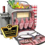 Nature Gear XL Picnic Backpack - 4 Person Insulated Design - Waterproof Blanket and Full Cutlery Set (4 Person)