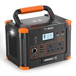 GRECELL Portable Power Station 500W(Peak 1000W), 519Wh Outdoor Solar Generator Backup Battery Pack with 2 230V AC Outlets, 500W 10-Port Powerhouse for RV/Van Camping Road Trip Home Emergency, T-500