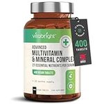 Multivitamins & Minerals - 400 Vegan Multivitamin Tablets – 13 Month Supply - 27 Essential Vitamins & Minerals per Multivitamin Tablet for Women and Men – Keto Friendly - Made in The UK by VitaBright