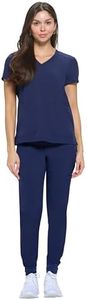 Natural Uniforms Womens Essential Cool Stretch Jogger Scrub Set (True Navy Blue, Large)