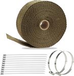 2" x 50' Titanium Exhaust Heat Wrap for Motorcycle Car,Fiberglass Exhaust Header Wrap Tape with Stainless Steel Locking Ties and Duct Clamps