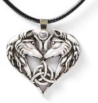 HAQUIL Wolf Necklace, Entwined Wolf Couple Triquetra Heart Pendant, Faux Leather Cord, Wolf Jewelry Gift (AD)