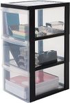 Iris Ohyama, Plastic Drawers Storage Unit, Plastic Storage Drawers, A4 Format & 4 Wheels, H61.5cm/3 Drawers, BPA Free, Black, W40 x D29 x H61.5cm, DC-303