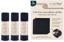 Legend Vinyl Pack of 3 Extra Large Anti-static Vinyl Record Cleaning Cloth - 38cm X 38cm Microfibre Cleaning Cloth - Lint Free - Perfect for Placing Your Vinyl on Whilst Cleaning