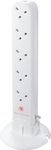 Masterplug Ten Socket Surge Protected Extension Tower, 1 Metre Cable, White