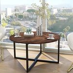 Round Coffee Table Kitchen Dining Table Modern Leisure Tea Table Office Conference Pedestal Desk Computer Study Desk Rustic Brown/Black