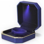 AVESON Luxury Bracelet Box, Velvet Jewelry Box Storage Case Organizer Holder with LED Light, Blue, Bracelet Box, velvet