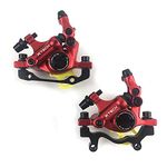 catazer MTB Road HB-100 MTB Road Line Pulling Hydraulic Disc Brake Calipers Front & Rear Mountain Bike Disc Brake E-Bike Disc Brake (1 Pair Red)