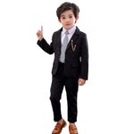 LOLANTA Boys Suit 2PCs Navy Red Black White Tuxedo Jacket Suit Formal Wedding Outfits (Black 4-5T)