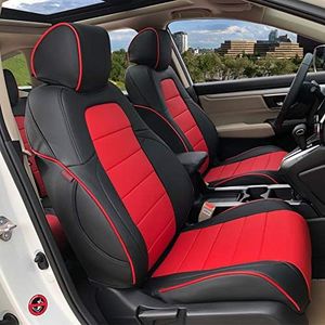 EKR CRV Seat Covers Custom Fit for Honda CRV 2023 2024 2025 2026 Leather Car Seat Cover Full Set for Trucks SUV,Waterproof Car Seat Cushion,Faux Leather (Red/Black)