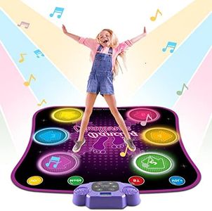 Fuairmee Dance Mat, Electronic Dance Mats with Anti-Slip Mat, Wireless Bluetooth, Light up Dance Mat, Built-in Music, 5 Game Modes of Dancing, Dance Mat for Kids Ages 4-8 for Birthday Gift.