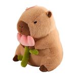 TOPLITHE Cute Capybara Plush Toy, Simulated Animal Plush Pillow Kawaii Capybara Plushie With Wearable Toast Headdress Gifts for Kids Girls Boys (Color : Flower, Size : 30cm/11.8IN)